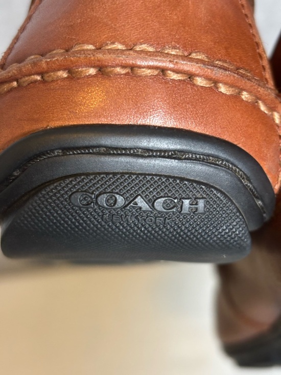 Coach Mott Varsity Leather Drive Loafers Slip On Shoes-Saddle Brown-Men Size 9D